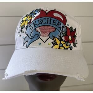 Skechers Women's Heart Floral Adj Snapback Baseball Cap Hat Embroidered OSFM
